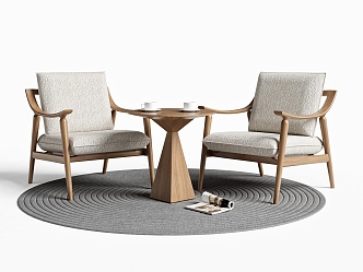 New Chinese Style Casual Table and Chair Combination Coffee Table and Chair Combination Negotiation Table and Chair Combination 3d model