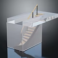 Modern Staircase Structure With Transparent Base Metal Railings And Floating Steps 3d model