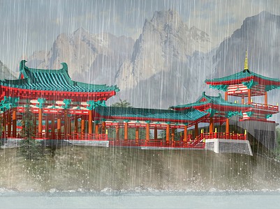 Tang Feng Pavilion Lake Pavilion 3d model