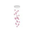 Decorative Chandelier With Hanging Pink Glass Balls On Black Background