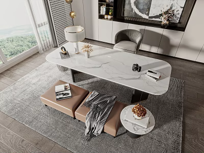 Modern Desk Chair Desk 3d model