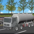 White Tanker Truck Function Vehicle Transporting On Road With Trees And Highway