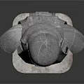 Gray Full Body Armor Model Displayed On Metal Stand With Detailed Structure