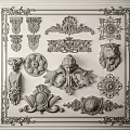 European-style carved gypsum carved corner line 3d model