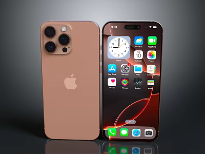 Apple Rose Gold Smartphone With Camera Setup And Display Screen App Icons 3d model