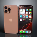 Apple Rose Gold Smartphone With Camera Setup And Display Screen App Icons