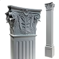 Roman Column Capital Featuring Intricate Carved Volutes And Leaf Patterns In Stone