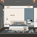 Minimalist Kids Room Interior With Bed Desk Chair Cabinets Home Sign And Toys On Rug