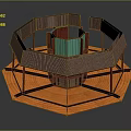 Octagonal Wooden Equipment Structure With Corrugated Panels Platform And Green Core