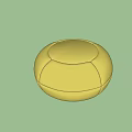 Yellow Round Leisure Chair with Stitched Padded Surface in Modern Minimalist Interior