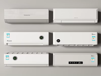 Modern Air Conditioner Fans Collection With Different Brand Styles And Designs 3d model