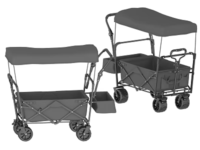 Durable Outdoor Hand Carts Featuring Canopy Top And Storage Basket With Wheels 3d model