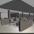 Modern Public Office Space With Large Windows Green Plants Sofa And Glass Partitions