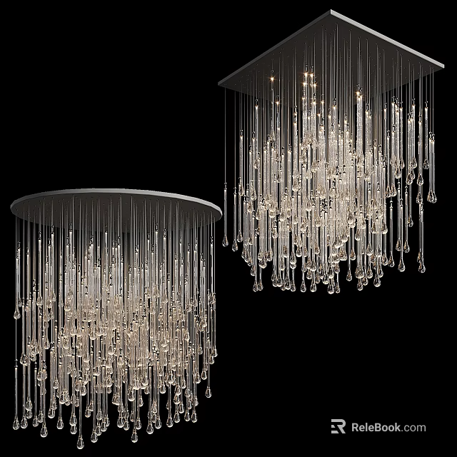 Elegant Modern Crystal Chandeliers With Hanging Glass Pendants For Interior Lighting 3d model 