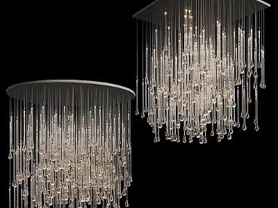 Elegant Modern Crystal Chandeliers With Hanging Glass Pendants For Interior Lighting 3d model