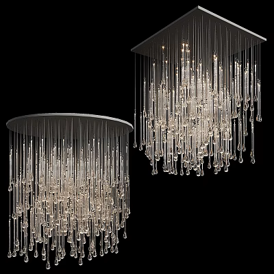 Elegant Modern Crystal Chandeliers With Hanging Glass Pendants For Interior Lighting 3d model