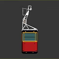 Vibrant Red And Yellow Cable Car Exterior With Metal Frame Top And Windows