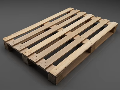 Wooden Pallet Structure With Parallel Top Slats And Bottom Support Blocks 3d model