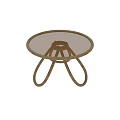 Round Wooden Coffee Table Featuring Curved Legs and Smooth Surface Design