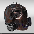 Rusty Spiked Gas Mask Helmet With Goggles And Breathing Tube