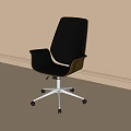 Modern Black Leather Office Chair With Chrome Swivel Base And Ergonomic Design