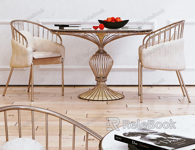 Light Luxury Casual Table and Chair Combination Metal Dining Table and Chair Decoration Combination model