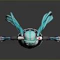 Anime Style Child Character With Turquoise Long Hair Pink Hair Accessories White Top Blue Tie And Outstretched Arms