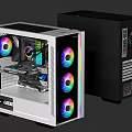 White and Black Gaming PC Cases with Transparent Side Panels and RGB Fans
