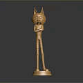 Golden Cat Shaped Statue With Pointed Ears And Standing Posture On Shiny Base
