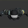 Game Movie Character Wearing Tactical Gear Helmet With Blue Yellow Details And Dark Color Palette