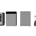 Modern Black Kitchen Appliances Set With Oven Dishwasher And Accessories 3d model