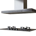Modern Kitchen Range Hood And Gas Stove With Stainless Steel Design And Multiple Burners