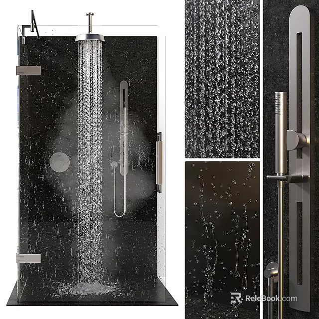 Elegant Modern Shower Sauna Design With Glass Enclosure Metal Fixtures And Steam Flow 3d model 