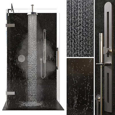 Elegant Modern Shower Sauna Design With Glass Enclosure Metal Fixtures And Steam Flow 3d model