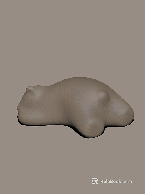 Reclining Animal Shaped Decorative Ornament Set With 3D Textured Light Brown Surface 3d model 