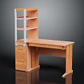 Practical Wooden Desk With Attached Bookshelf And Drawers For Home Office Study Use