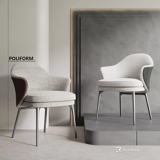Modern POLIFORM Leisure Chair With Stylish Upholstered Design Curved Backrest And Metal Legs 3d model 