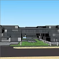 Modern Industrial Factory Architecture With Glass Skybridge And Surrounding Greenery