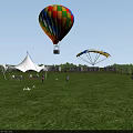 Aerial View Planning of Scenic Grassland with Hot Air Balloons Tents and Crowds