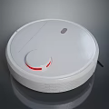 White Round Robotic Vacuum Cleaner With Top Button And Red Indicator Light 3d model