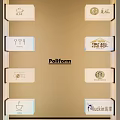Illuminated Lightboxes With Various Branding Logos On Golden Display Panel For Commercial Advertising