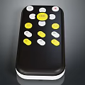 Television Remote Control With Black Body White And Yellow Buttons And Central OK Button Design