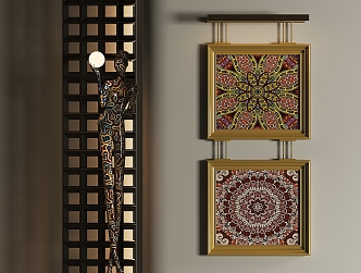 Ethnic style decorative painting combination totem decorative painting high-end picture frame 3d model