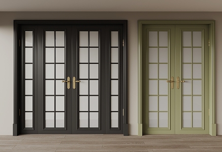 French double door entry door 3d model