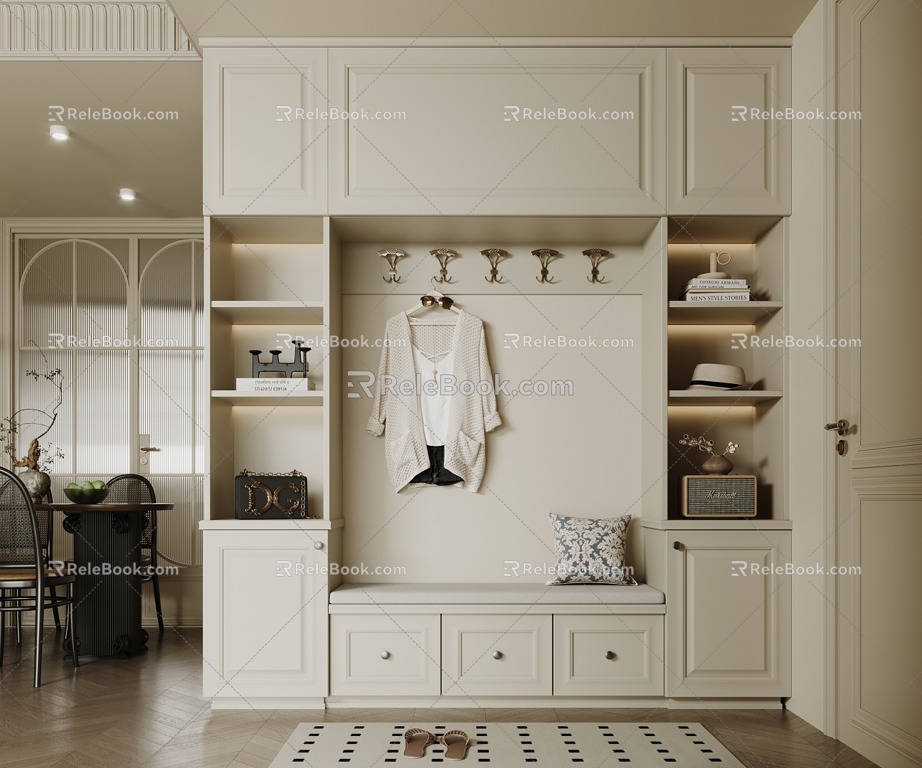 Entrance Cabinet Shoe Cabinet Clothes Bag 3d model