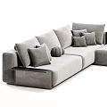 Modern Modular Sectional Sofa With Plush Cushions Soft Throw Blanket And Neutral Tones 3d model