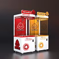 MechWarrior Themed Amusement Equipment Claw Machines with Red Yellow Transparent Windows Top Logos and Wheels