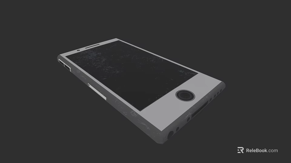 Damaged Digital Smartphone With Cracked Screen And 3D Model Display View 3d model 