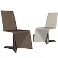 Modern Minimalist Dining Chairs In Brown And Beige With Geometric Upholstered Design