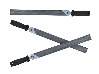 Three Piece Metal Files Set With Black Handles For Smoothing And Shaping 3d model